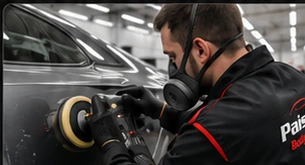 Technician carrying out paintwork restoration